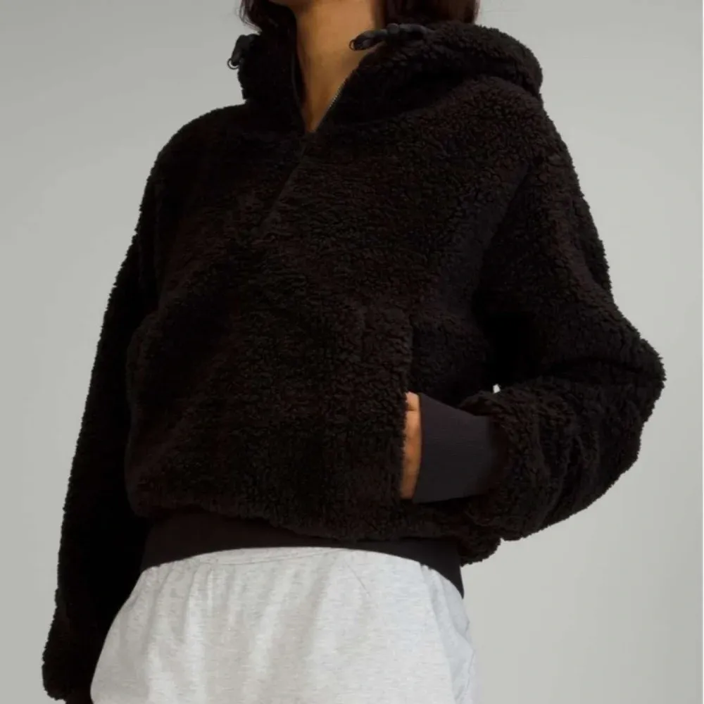 Lululemon Textured Fleece 1/2 Zip‎ Black size 4 sherpa hooded - Image 12