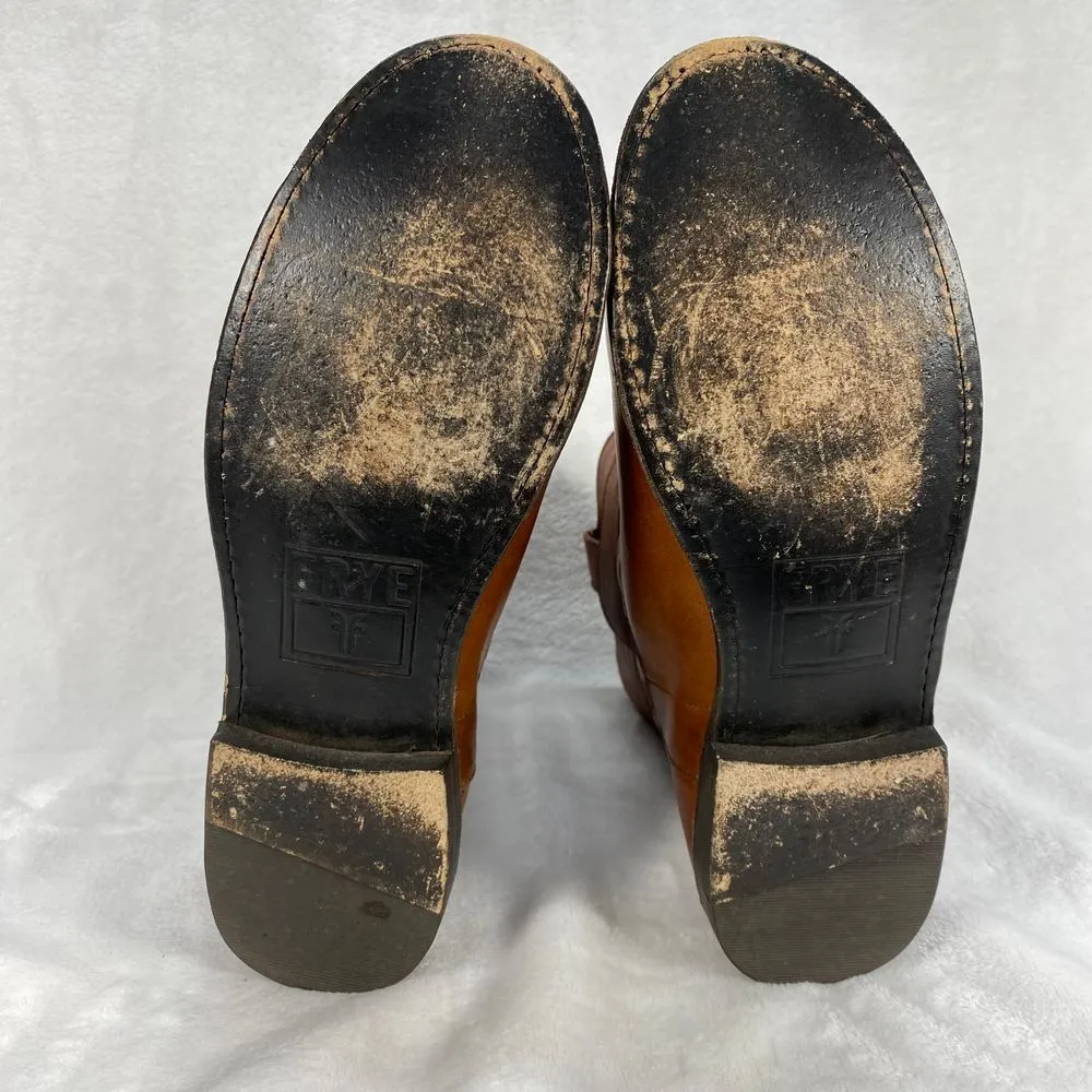 Frye Paige Short Riding Leather Ankle Boots Western Cowboy‎ Pull On Cognac 6.5 - Image 12