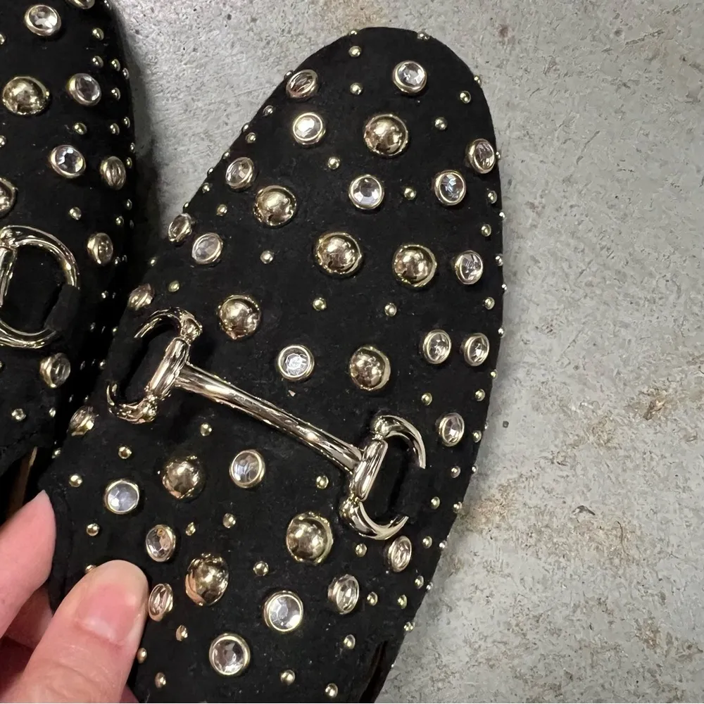 Concepts Black Jeweled Gemstone Buckle Slip On Mules Size 6 - Image 5