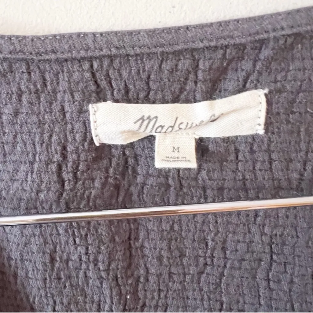 Madewell Knit Lightspun Ruched Front Crop Top Black Coal V-neck Size Medium - Image 5