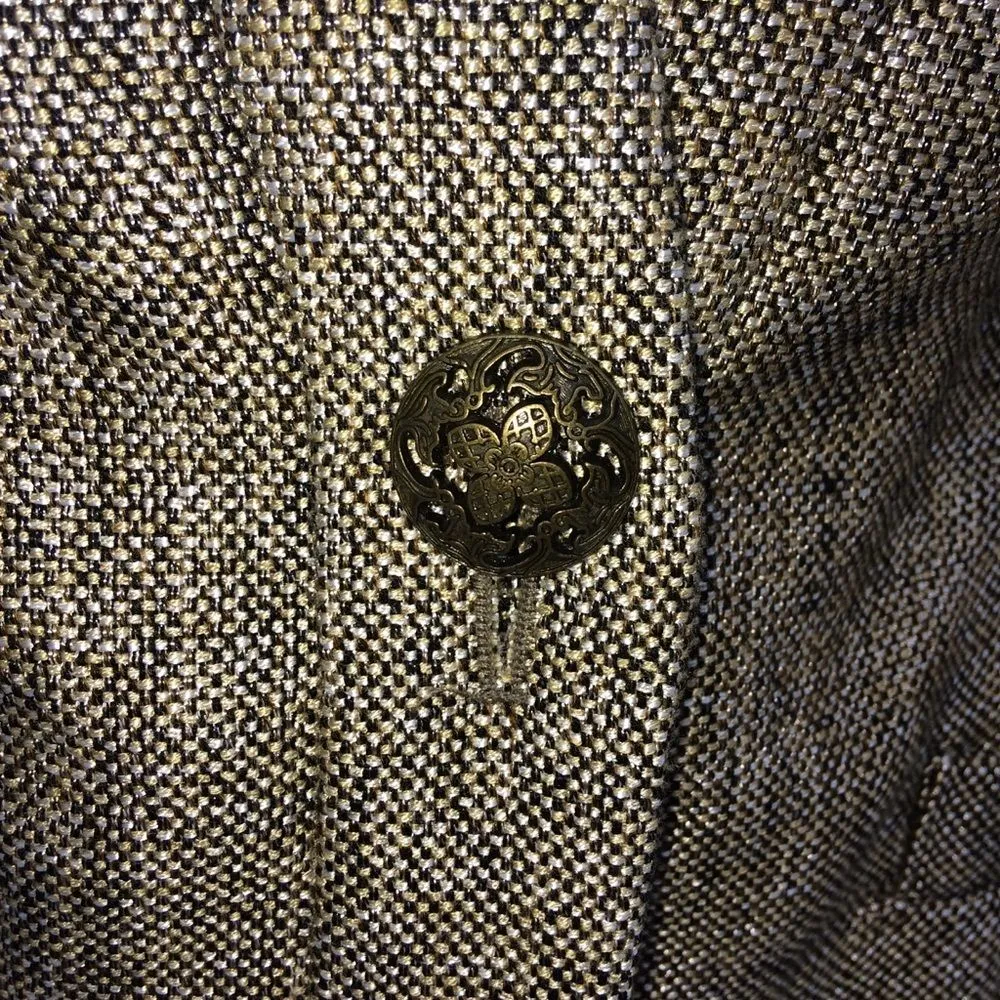 Coldwater Creek Earthy Tweed Blazer w/Metal Detailing/Metal Button 3/4 Sleeves-8 - Image 9