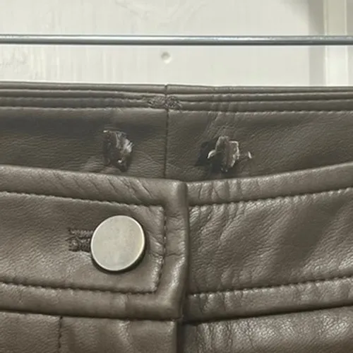 J Mclaughlin Womens Faux Leather Pants 2 Brown Skinny Stretch Chic Going Out - Image 3