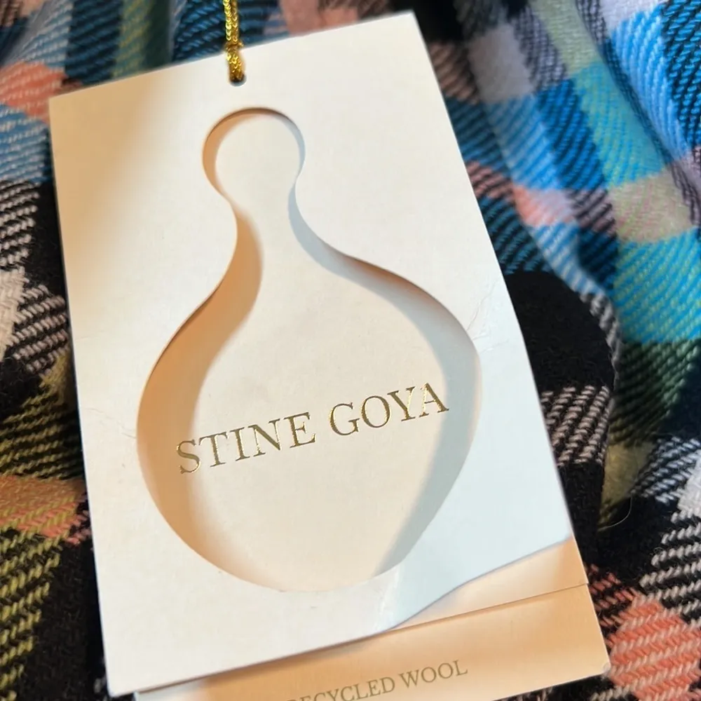 Stine Goya Fernanda Check MIDI Wool Coat Jacket Black - Image 6