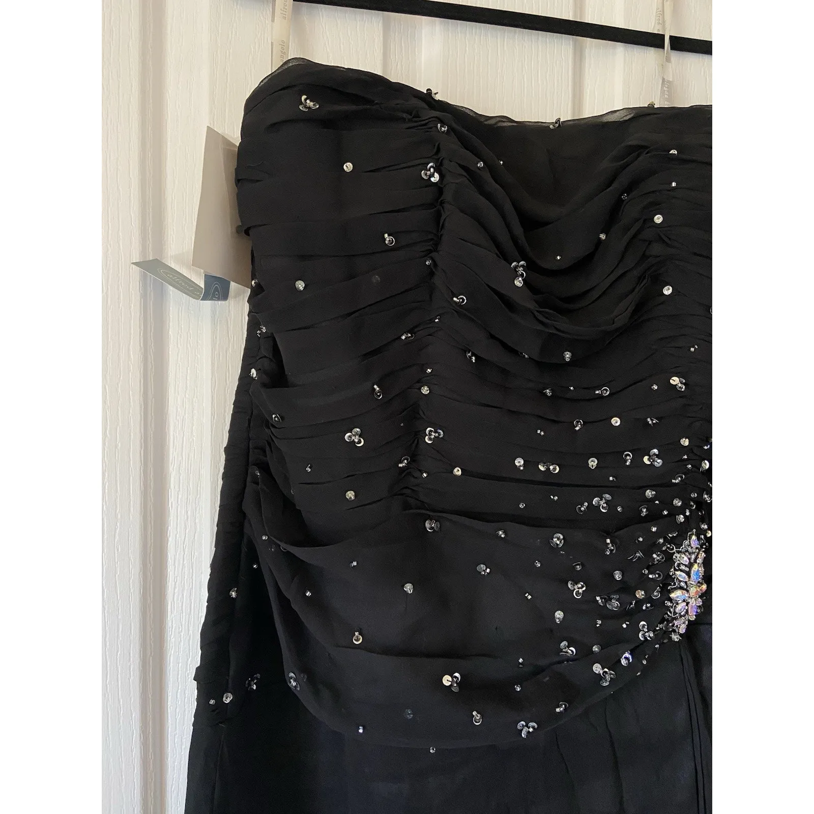 Alfred Angelo Black Sequin Encrusted Ruched Bodice Formal Gown Dress 16W NEW NWT - Image 7