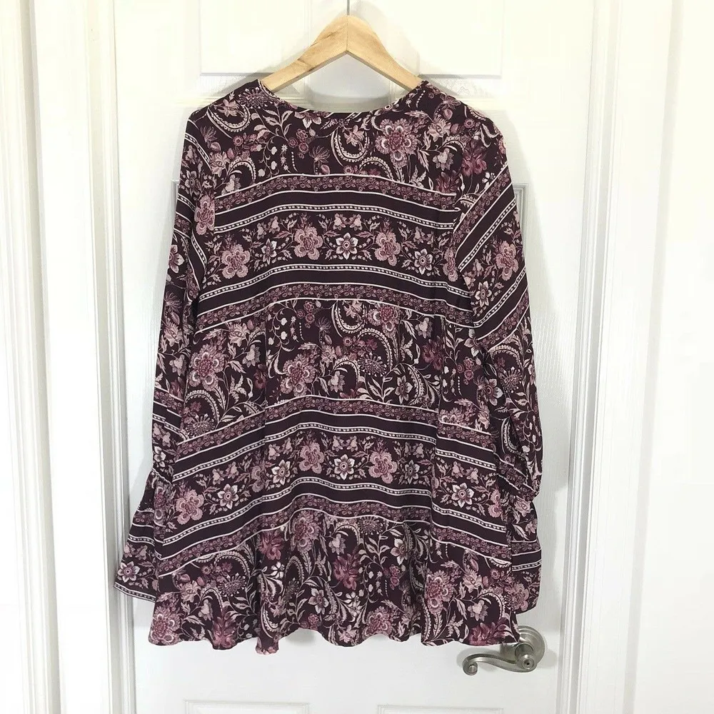 Show Me Your Mumu Plum Paisley Perveen Pirate Bohemian Tunic Dress Sz XS NWT - Image 7