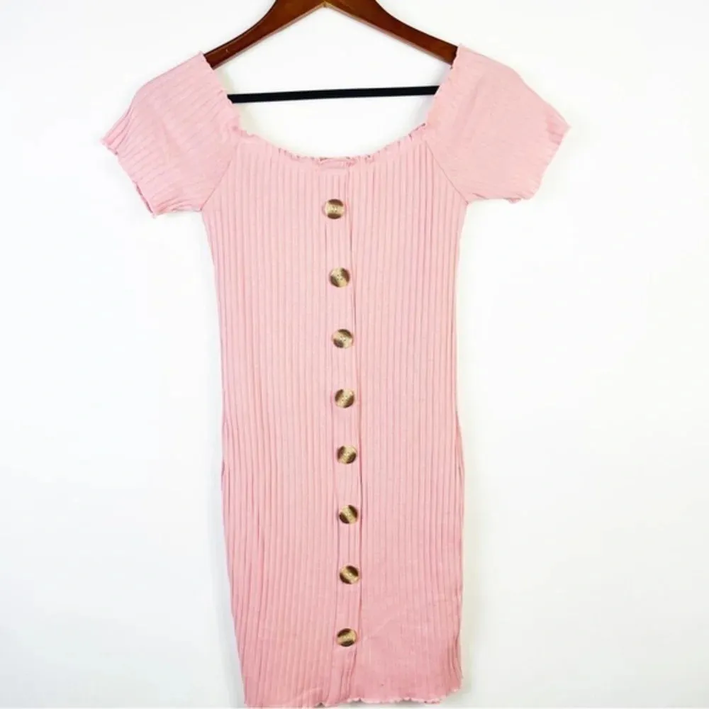 JUSTIFY Light Pink Ribbed Dress‎ Size Medium - Image 2