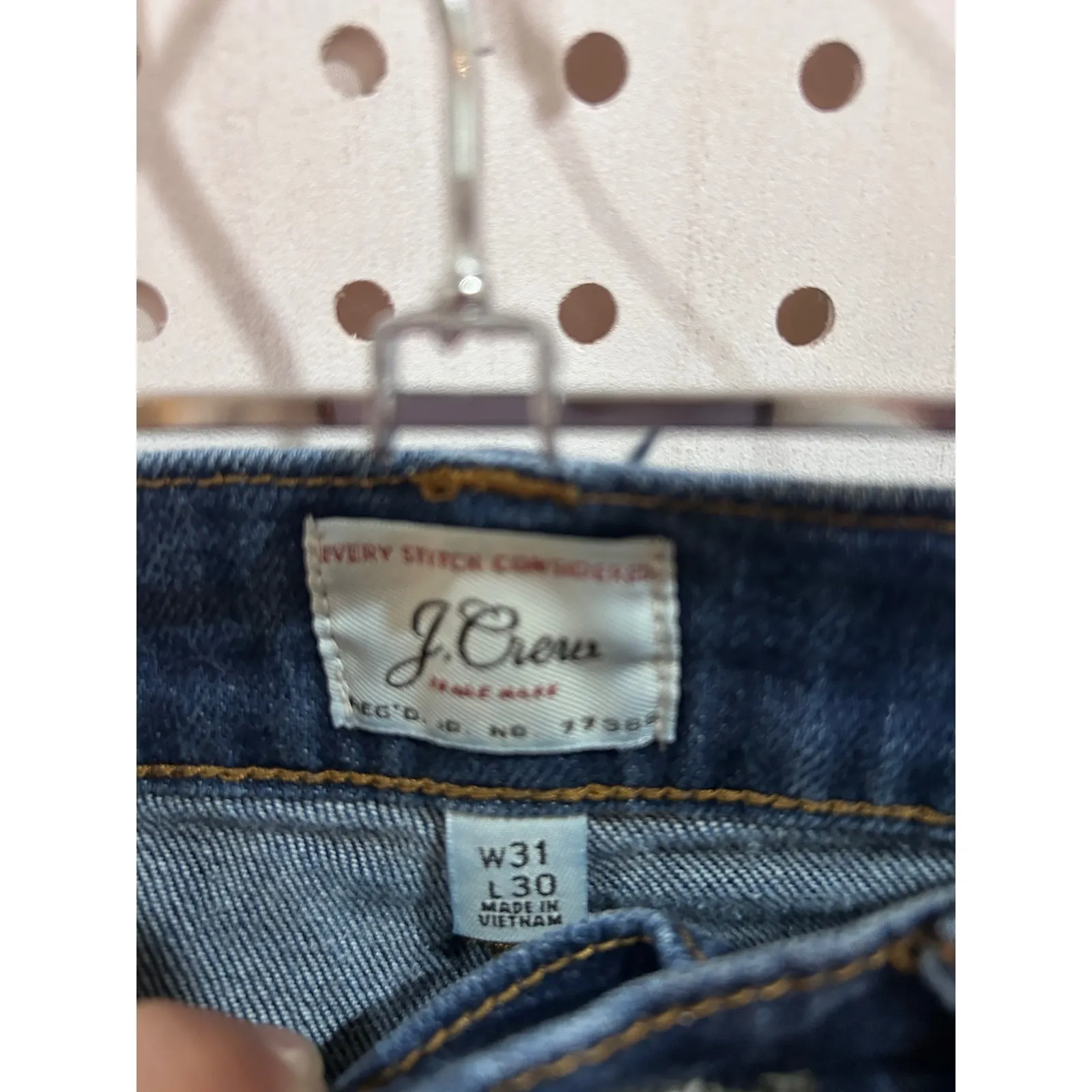 J Crew Mens Jeans W31 L30 Straight Fit Dark Wash Denim Pants Blue Size 31 - Image 4