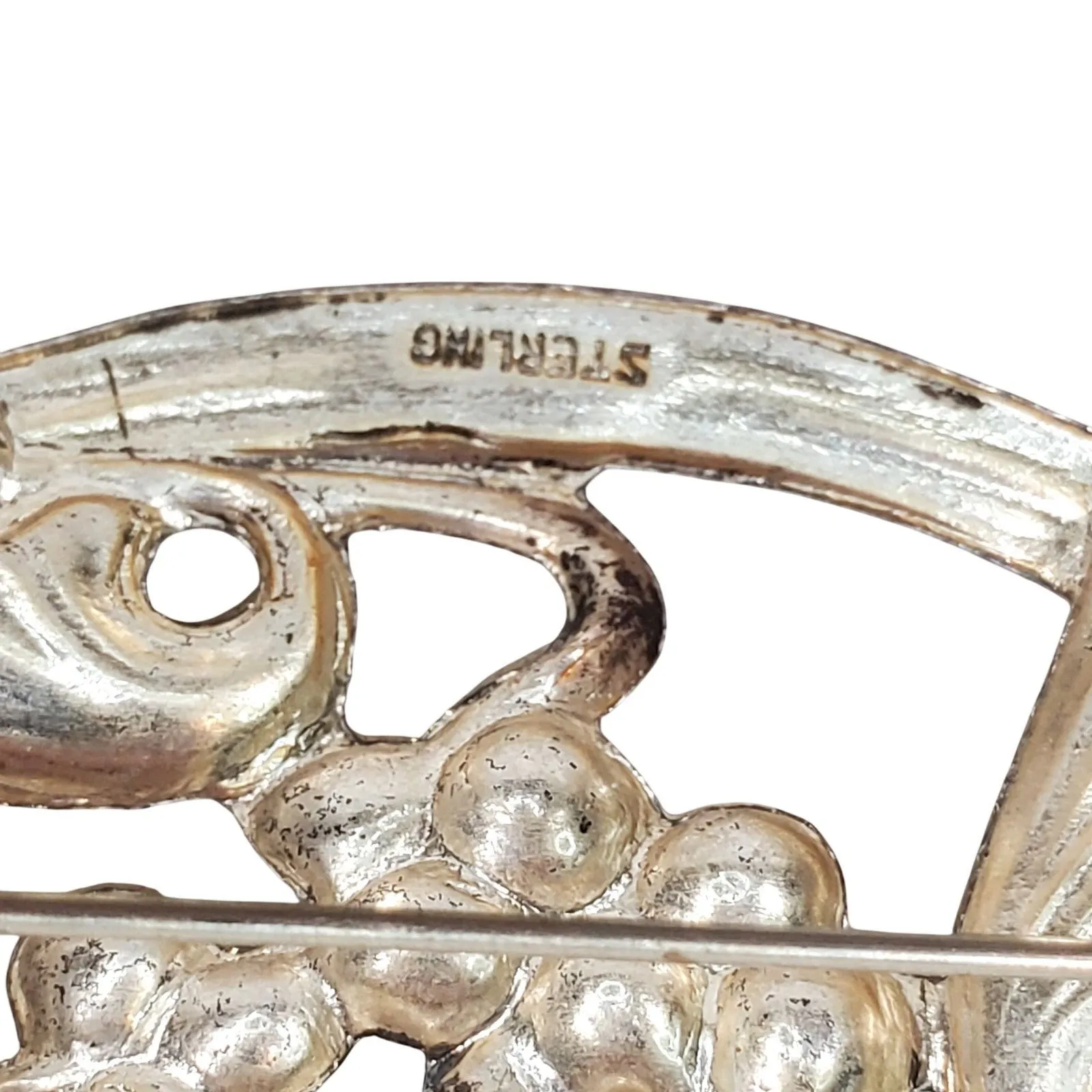 Berry Brooch Vtg 1.5" Sterling - Image 3