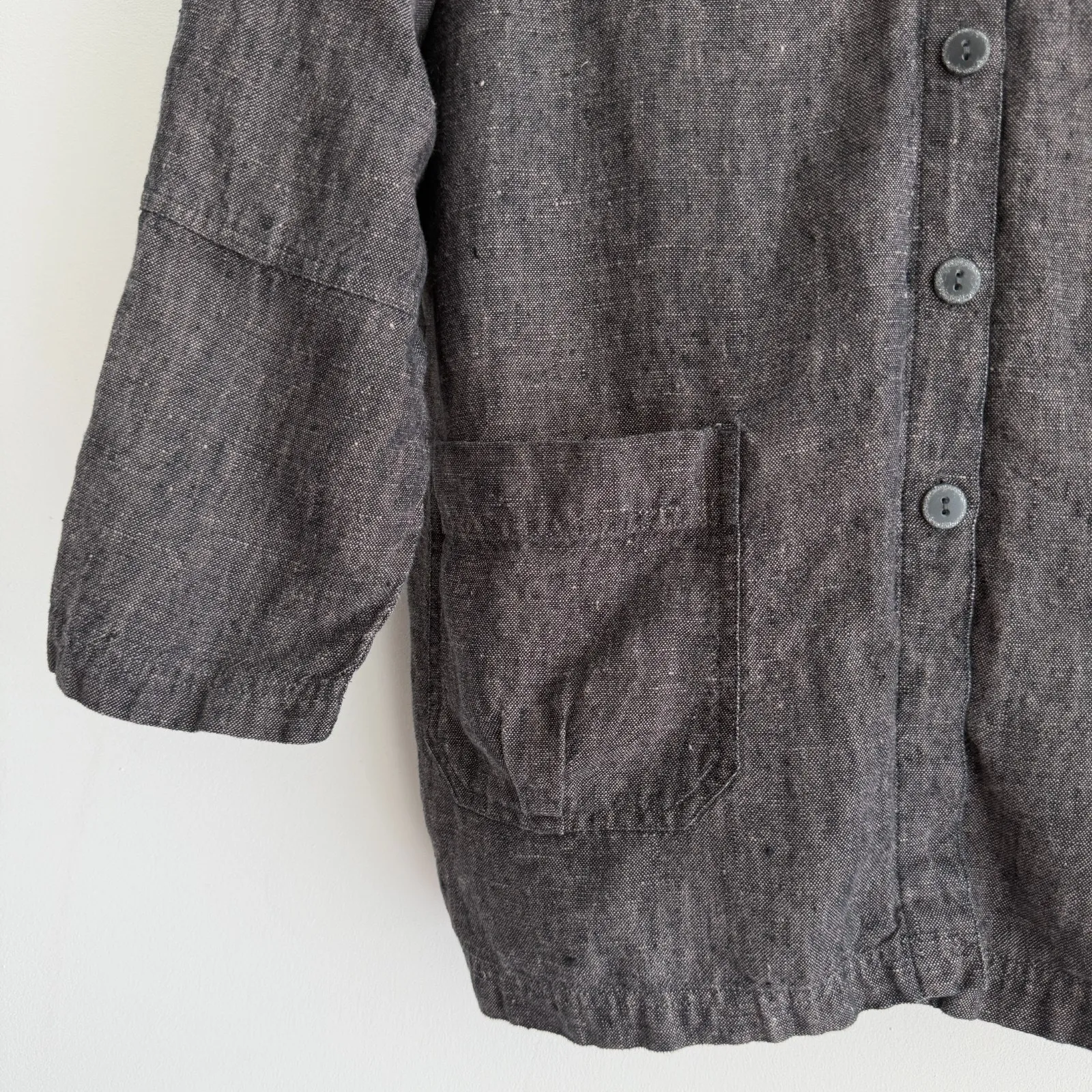 J Jill Linen Jacket Large Brown Taupe Button Up Rustic Lagenlook Boho Earthy - Image 3