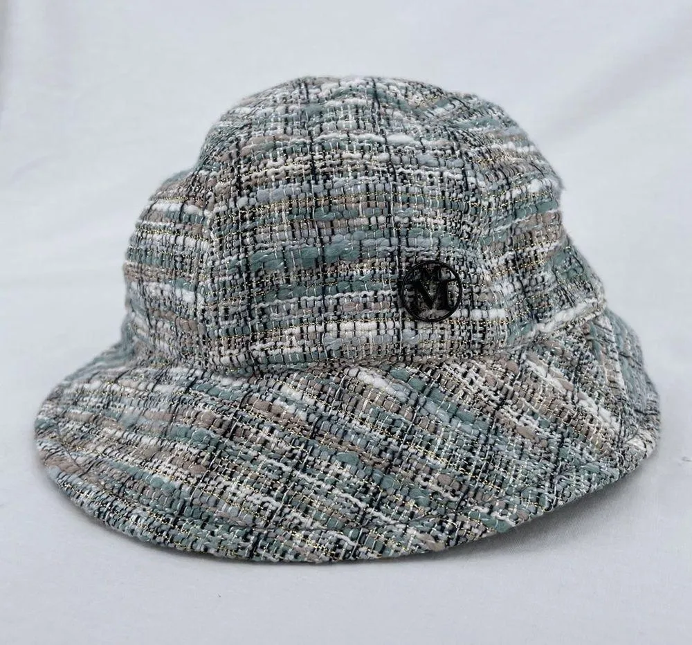 NEW Maison Michel Paris Mara Tweed Bucket Hat Golden Multi Blue White Size M Size M - Image 1