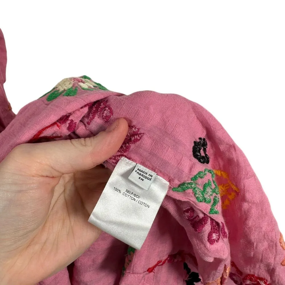 Tanya Taylor Leandra Pink Floral Embroidered Dress Swim Coverup Preppy Womens XS - Image 6