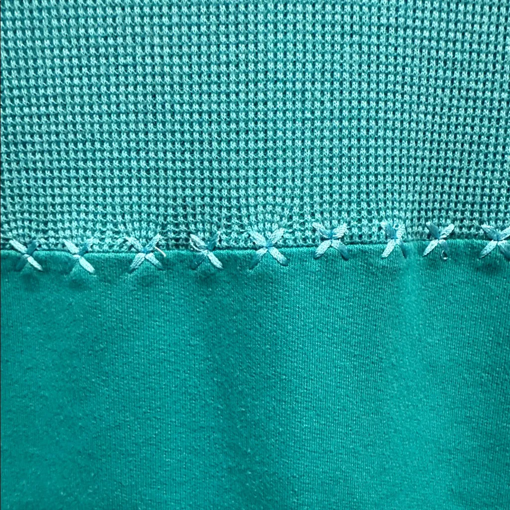 90’s Vintage BLAST Women's Aqua Teal Partial Zip Up Polo Shirt Retro Size XL Blue - Image 6