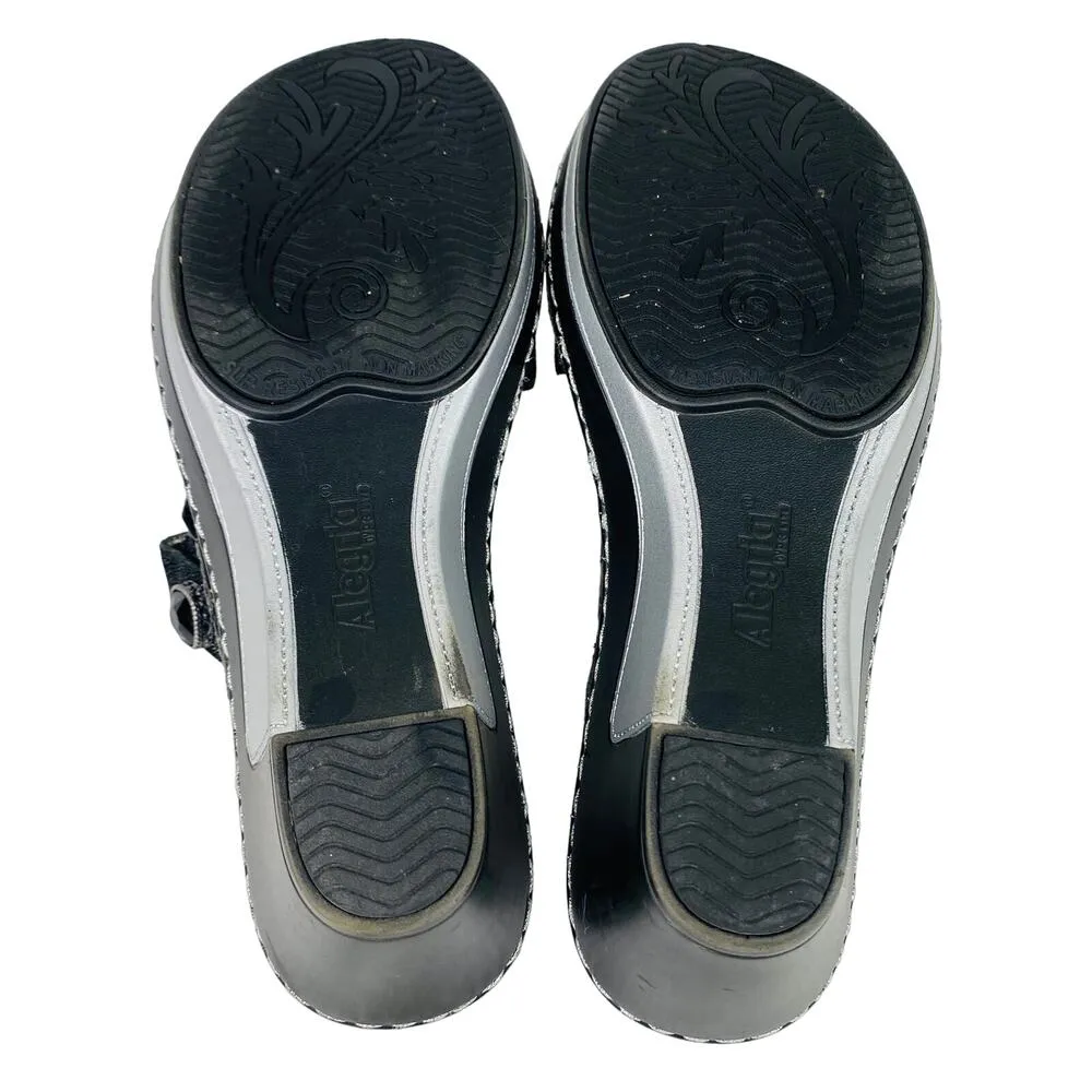 Alegria Loti Sandals 37 Black Leather Sparkle Wedge Lot 699 - Image 7