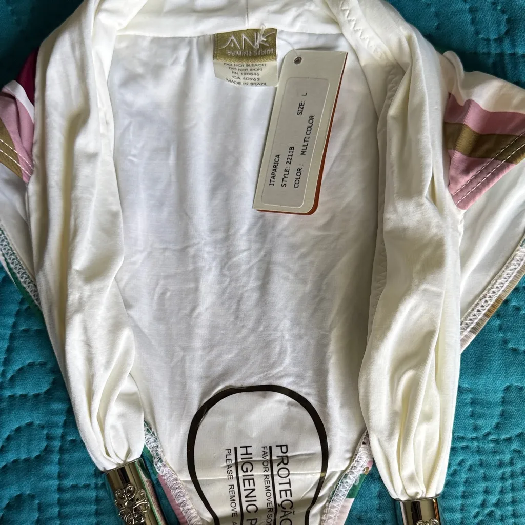 Striped Multicolor Bikini Set White Size L - Image 3