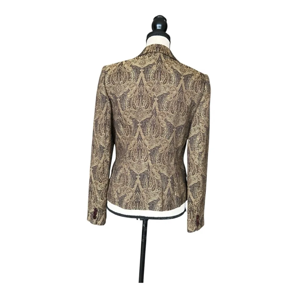 Grace Elements Paisley Blazer in Brown and Tan Size 6 - Image 10