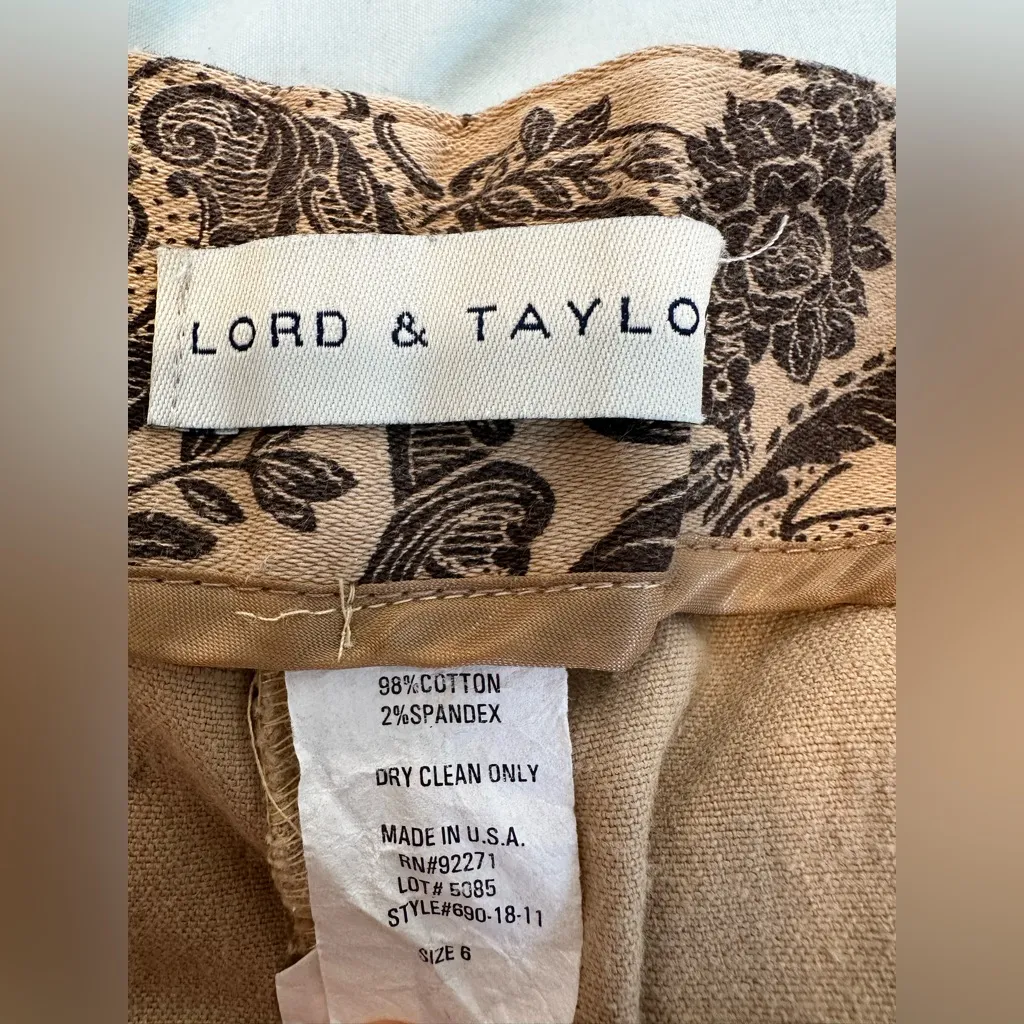 VTG 90s Women’s Sz: 6 Lord and Taylor Tan Paisley Stretch Flare Bell Bottoms Brown - Image 6