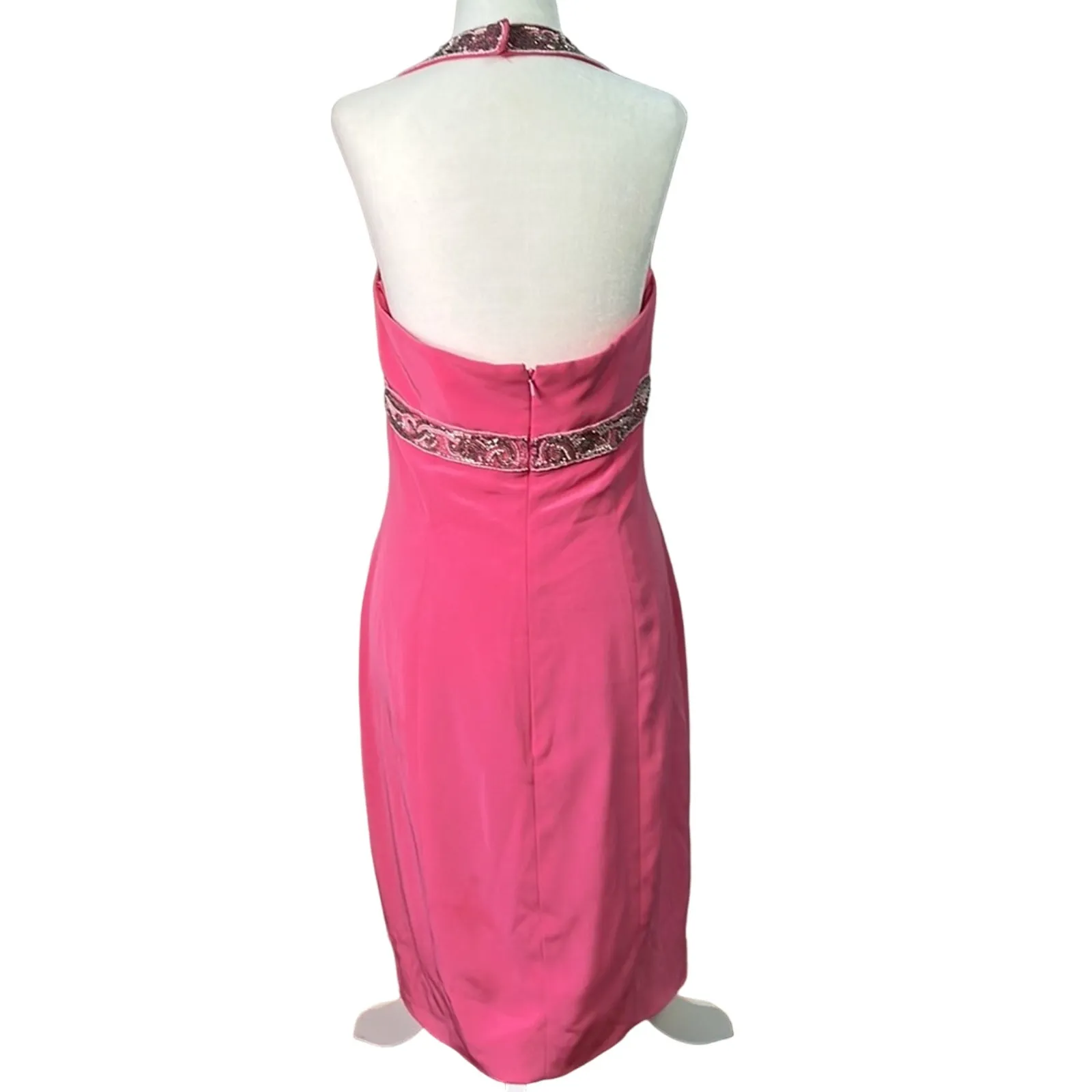 Women’s Vintage Oleg Cassini Black Tie Neiman Marcus pink beaded dress size 10 - Image 4