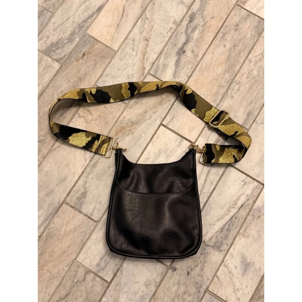 NEW Ah Dorned black vegan leather crossbody bag adjustable camo guitar strap - Image 7