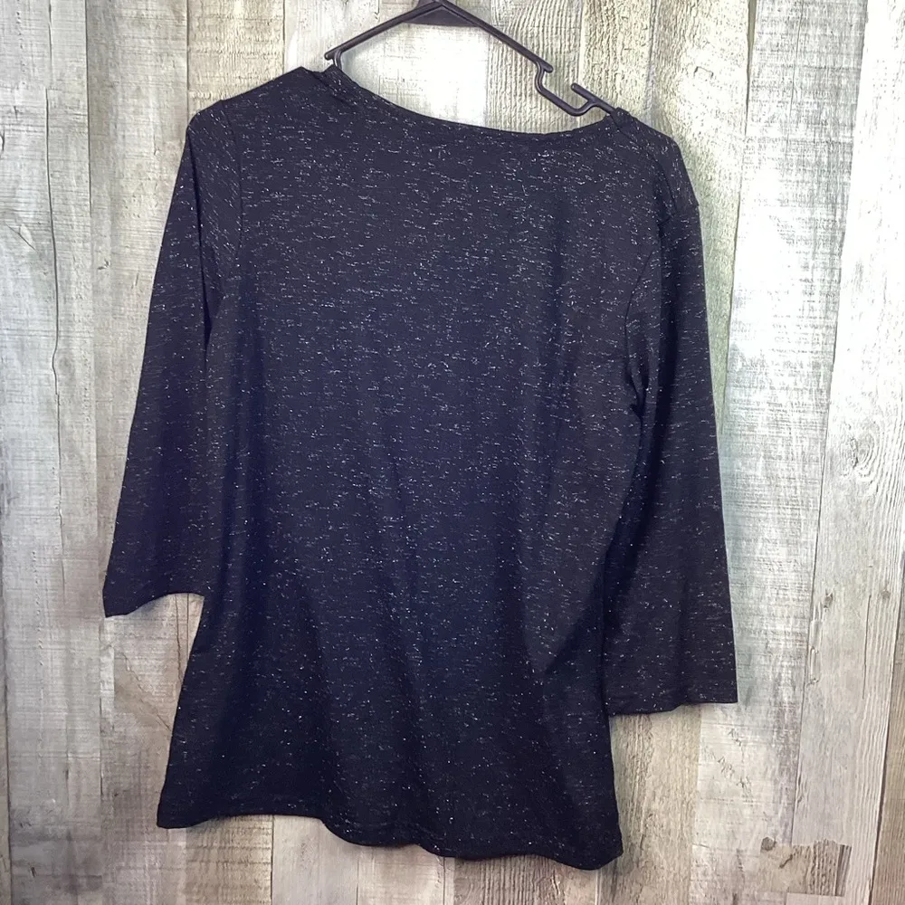 Goodnight Kiss Size Small 3/4 Sleeve Crewneck Sleep Top Black & Silver M… - Image 3