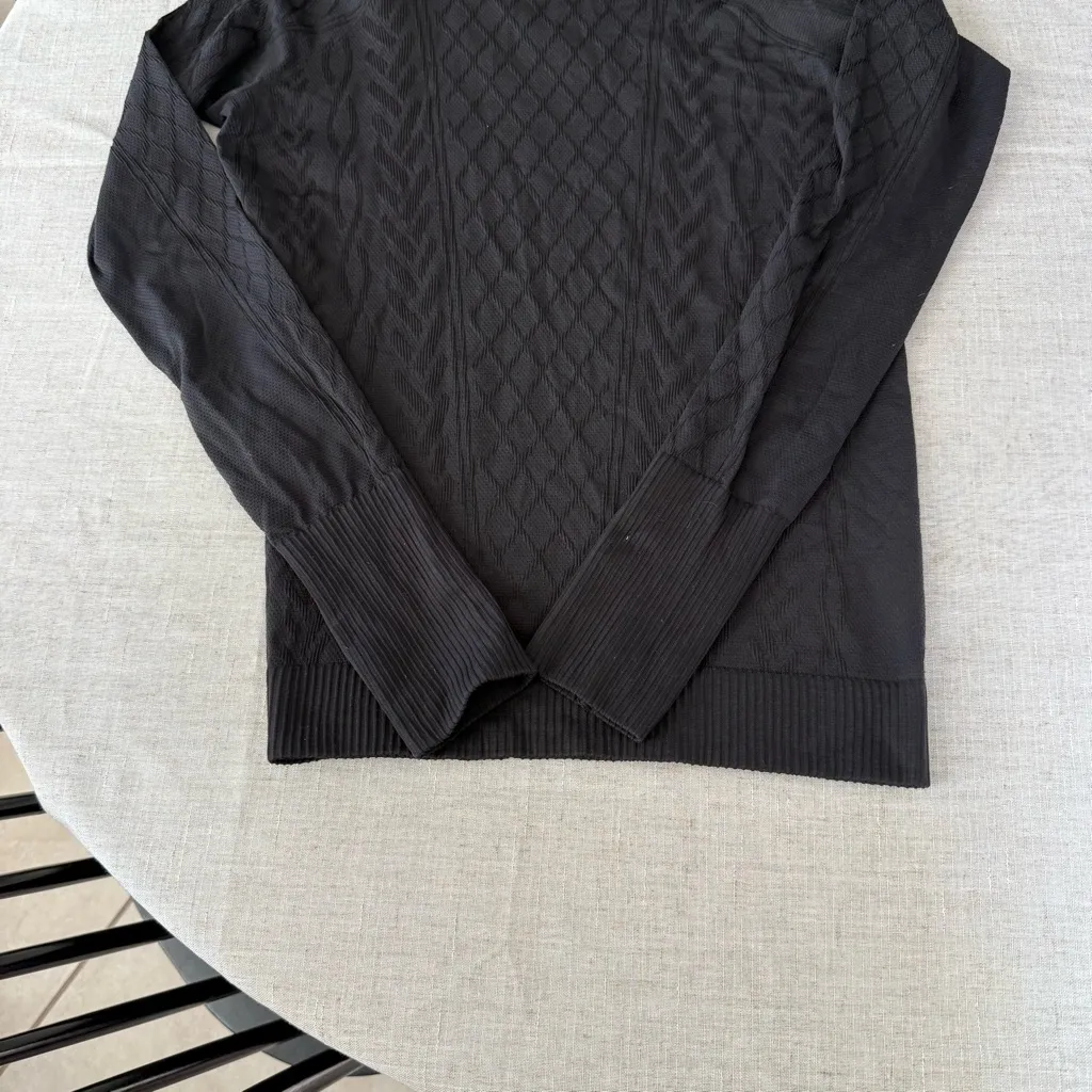Lululemon Rest Less Pullover Cable Knit Long Sleeve Crewneck Top in Black - Image 6