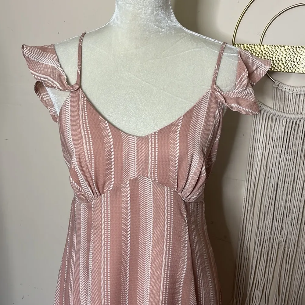 Lulus • striped spaghetti strap dress with ruffle detail - Image 3