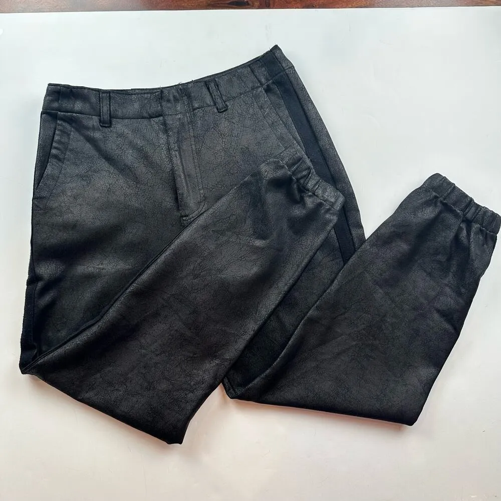 Kut from the Kloth Frida Slim Track Pant High Rise Black Faux Leather Size 2 - Image 8