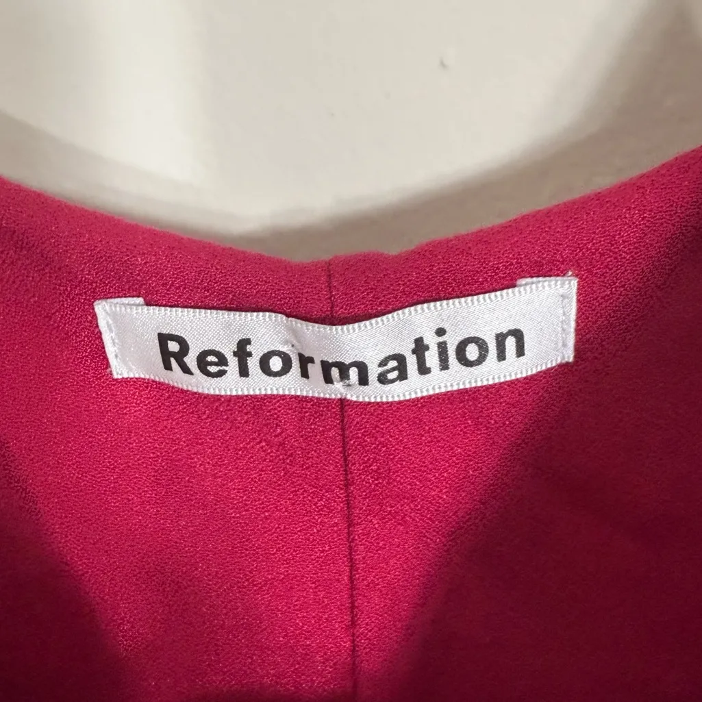 Reformation Lindsay Slip Dress Rhubarb Pink Red Size 2 - Image 7
