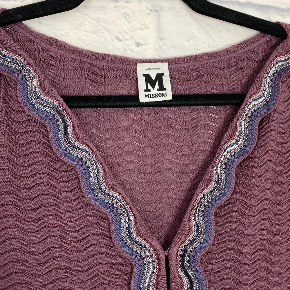 Missoni purple short sleeve button front sweater - Image 2