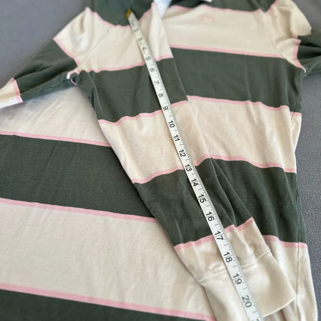 Vans Sz: S Cream Tyme Green White Pink Striped Long Sleeve Rugby Polo Top. - Image 5