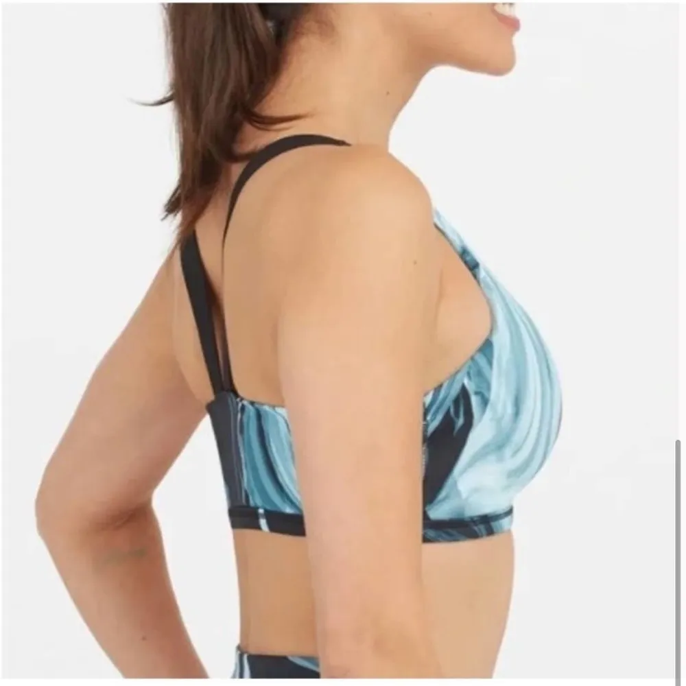 SPANX Printed Low Impact Sports Bra Marbled Blue Black Sz Medium New with tags! - Image 3