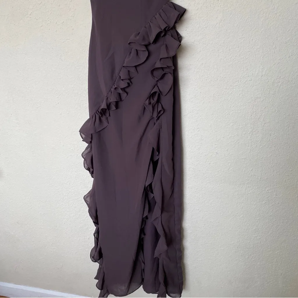 HOUSE OF CB‎ 'Ariela' Expresso Ruffle Maxi Dress brown NWOT size S - Image 10