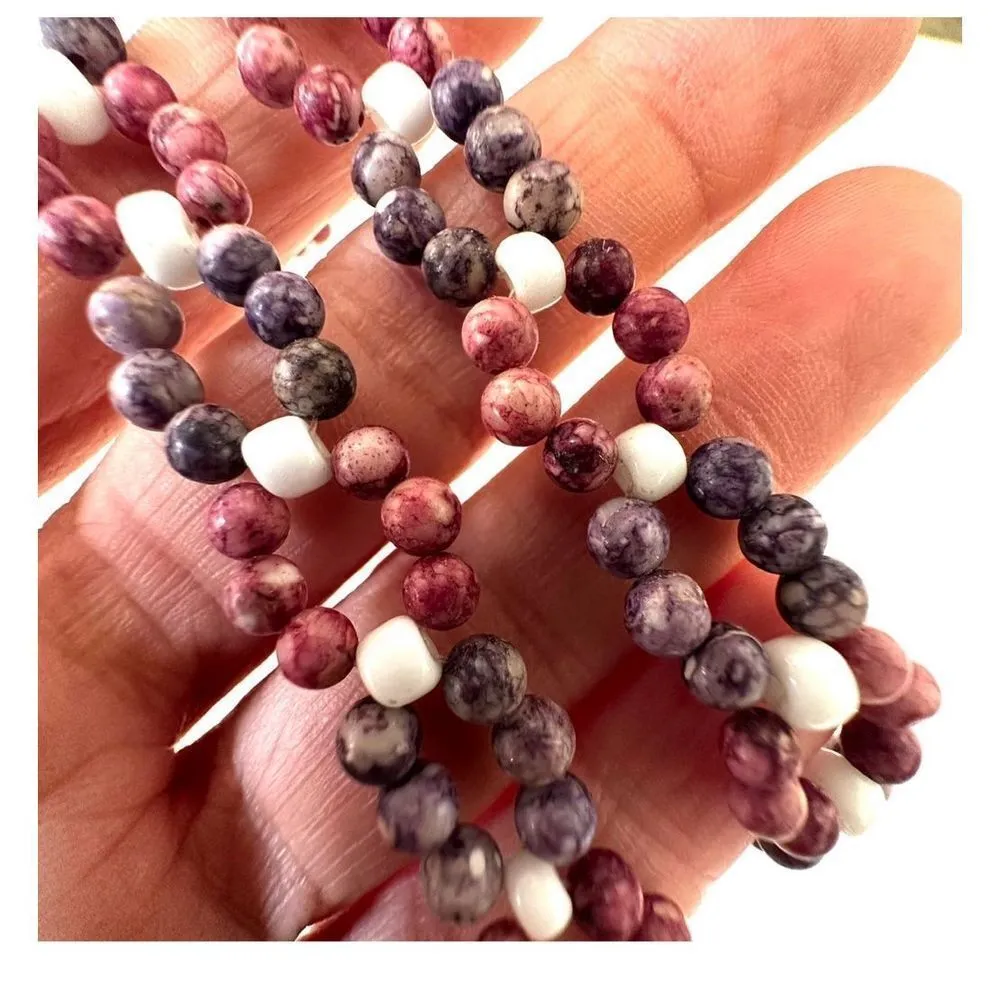 Pink and purple beaded choker necklace - Image 7