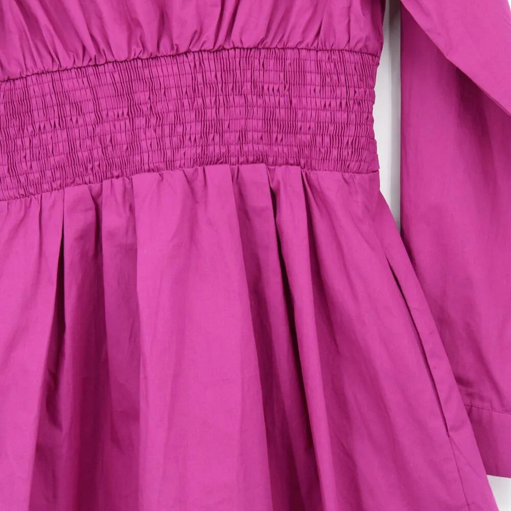 Anna Rae Long Sleeve Mini Shirt Dress Button Front Pockets Pink Size XS - Image 4