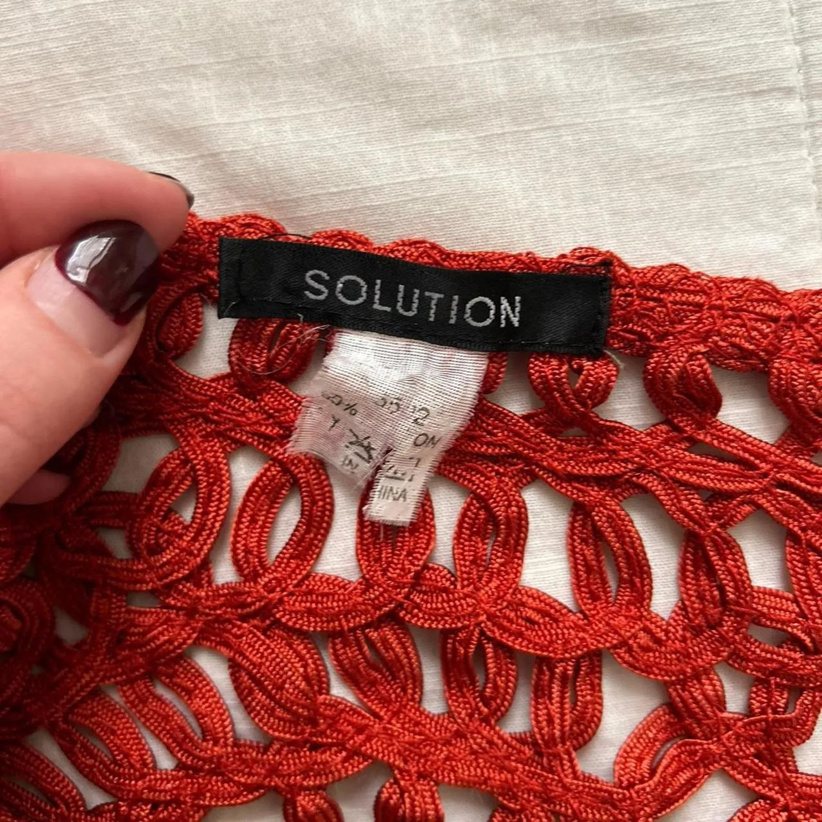 Y2K vintage orangey Burgundy crochet open knit top Size xs Orange - Image 2