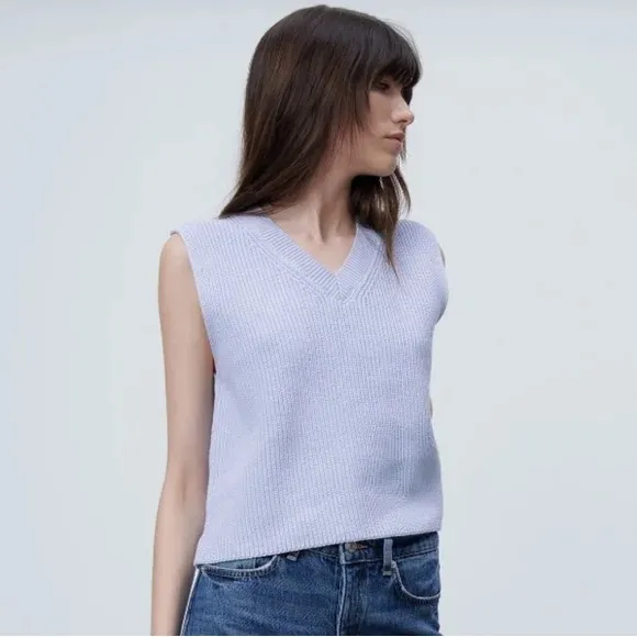 Zara Light Blue Knitted Vest - Image 2