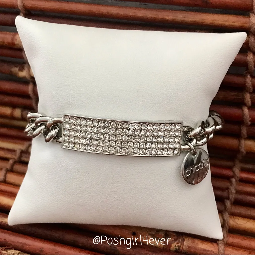 Chico’s Pave Crystal Silver-tone Bracelet Toggle - Image 2