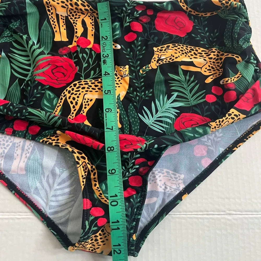 Animal Print High Wasited Bikini Set Womens Size Large Red - Image 6
