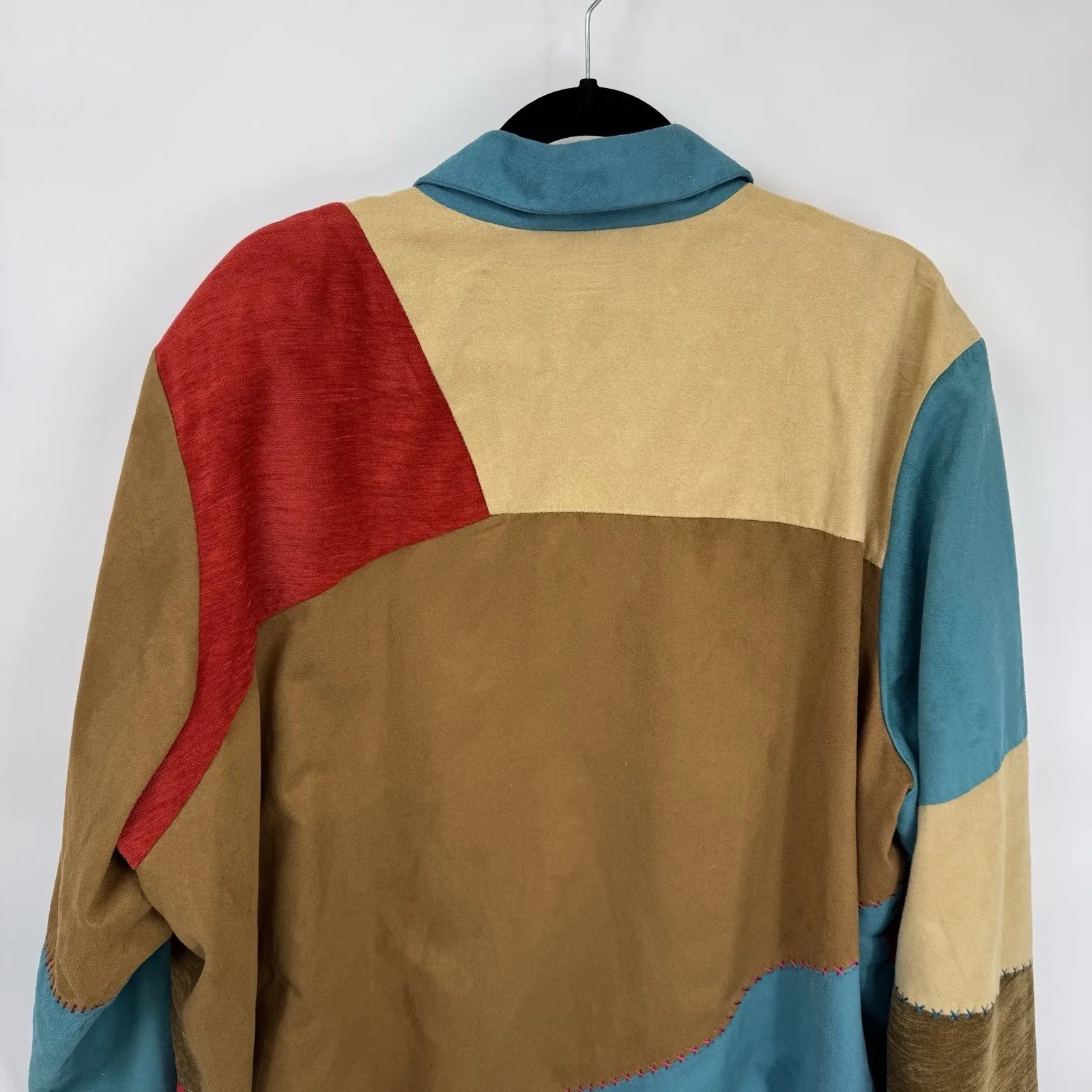 Vintage Koret Southwest Festival Patchwork Faux Suede Jacket Womens Plus 26W - Image 9