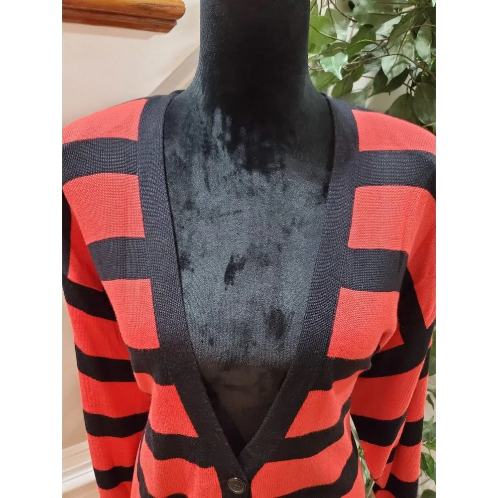 Breckenridge Women's Black Red Striped V Neck Button Front Cardigan Sweater 2X - Image 11