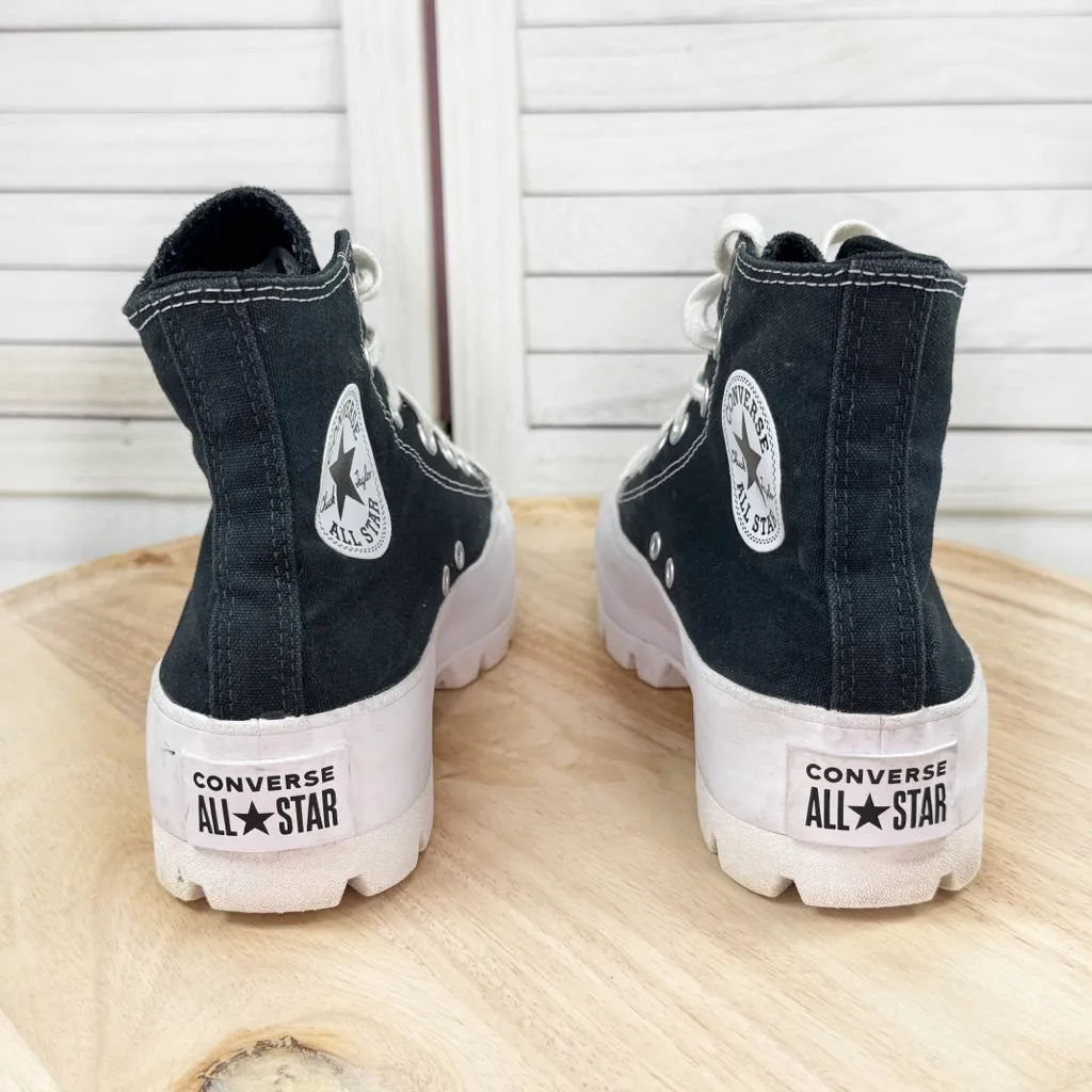 Converse Chuck Taylor Lug Sole Platform High Top Sneaker Black White Women 8 - Image 6