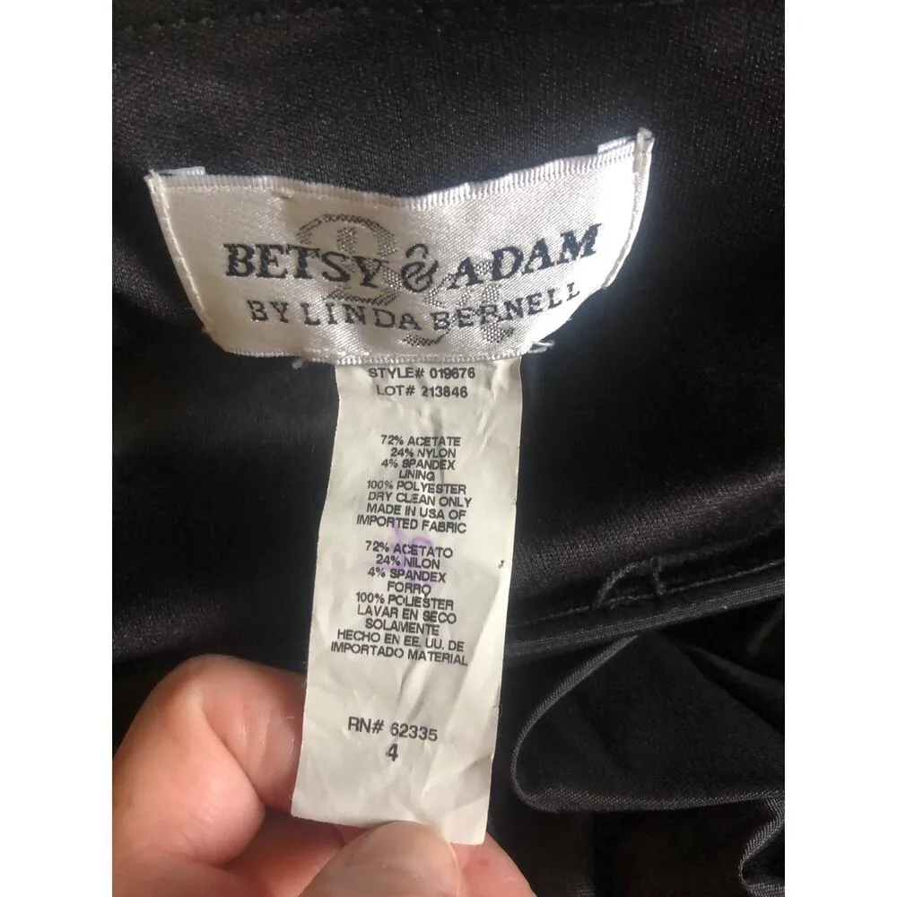 Betsy & Adam by Linda Bernell one shoulder ruched sexy black dress size 4 - Image 12