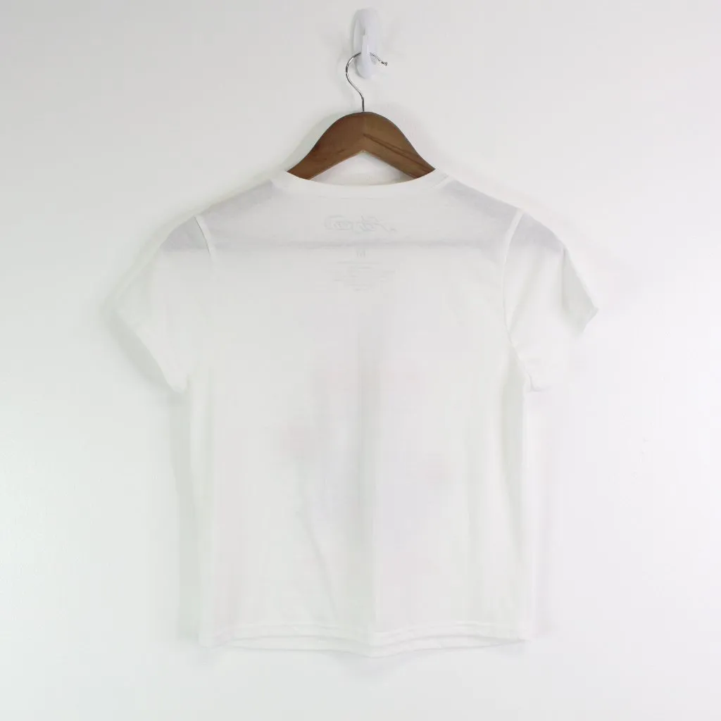 Poison "Every Rose has‎ it's thorn" Graphic Baby Tee White M Size M - Image 4