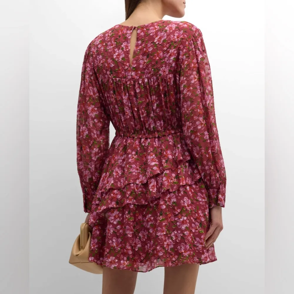Sachin & Babi Meg Floral Print Ruffle‎ Chiffon Mini Dress Size L Bordbloom NWT - Image 9