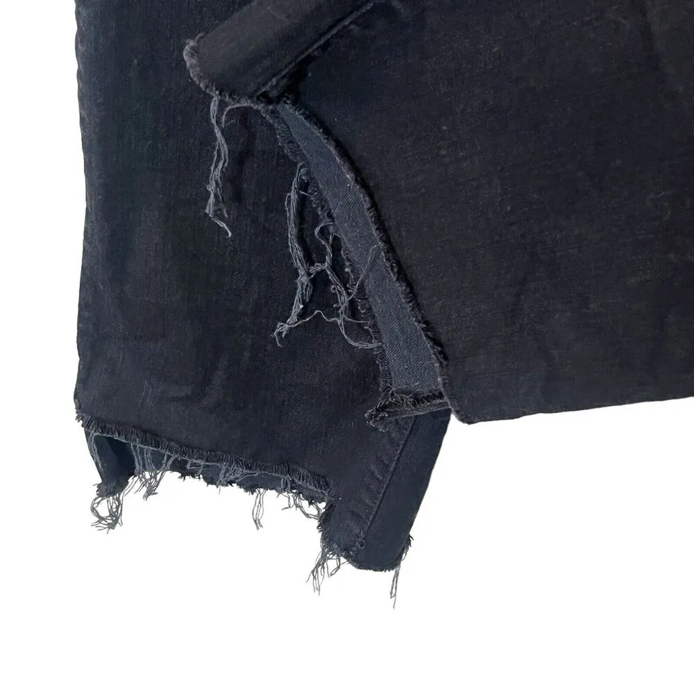 MOTHER Insider Crop Step Fray Jeans Not Guilty Black Women’s Size 25 Raw Hem - Image 8