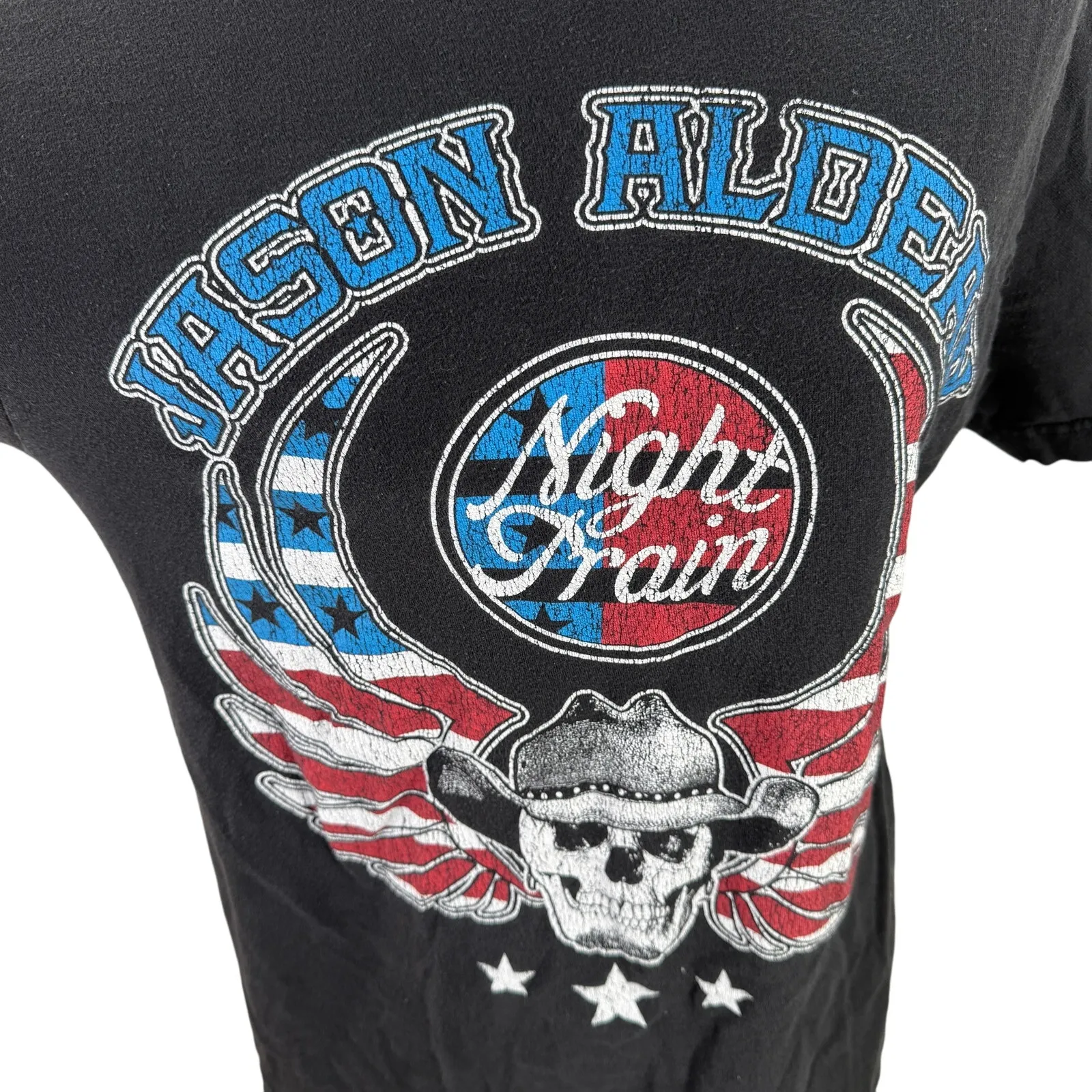 Jason Aldean Women's Night Train Patriotic Skull Graphic T - Image 2