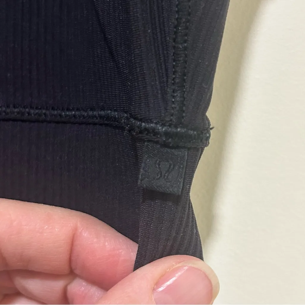 Lululemon Power Pivot Black Reversible V Neck Ribbed Tank Top Black XXXS - Image 4