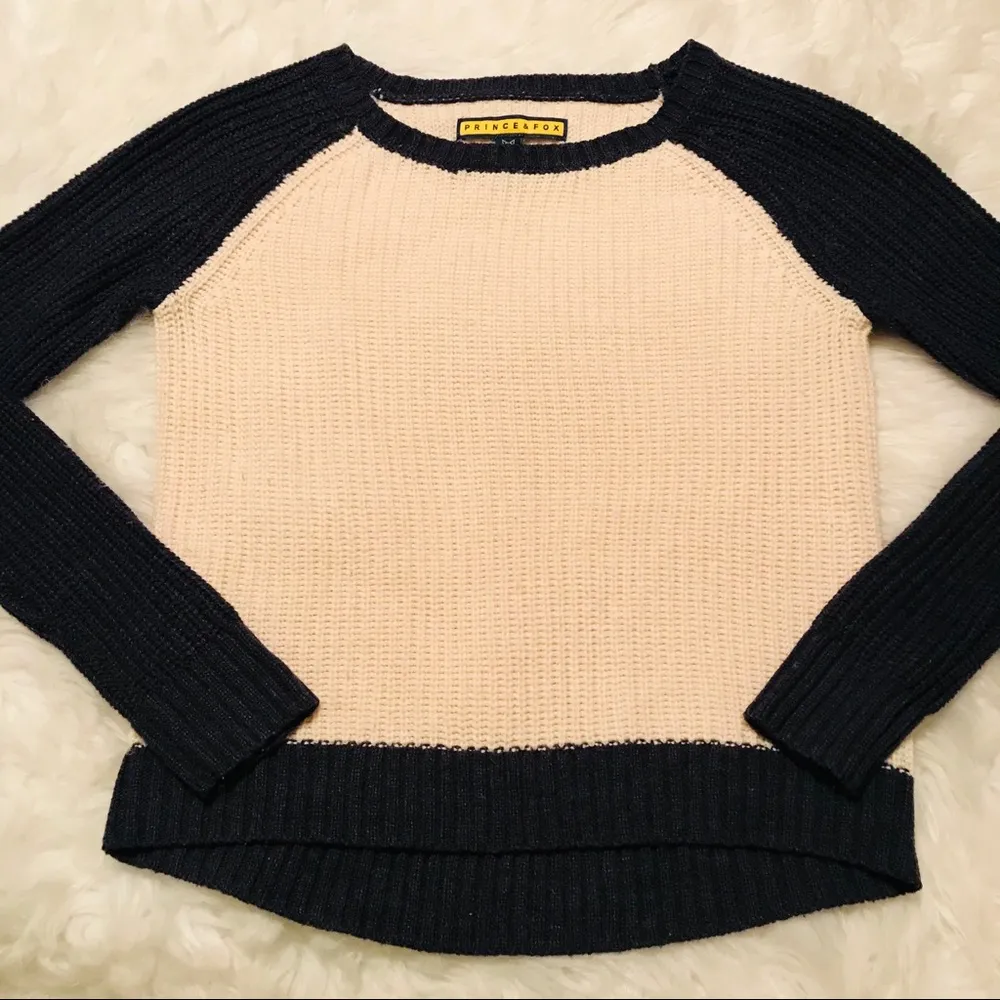 Prince & Fox crew neck color block long sleeve sweater XS - Image 2
