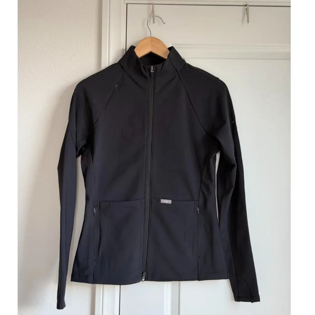 Figs On Shift Contour Knit Jacket in Black, Size Medium - Image 9