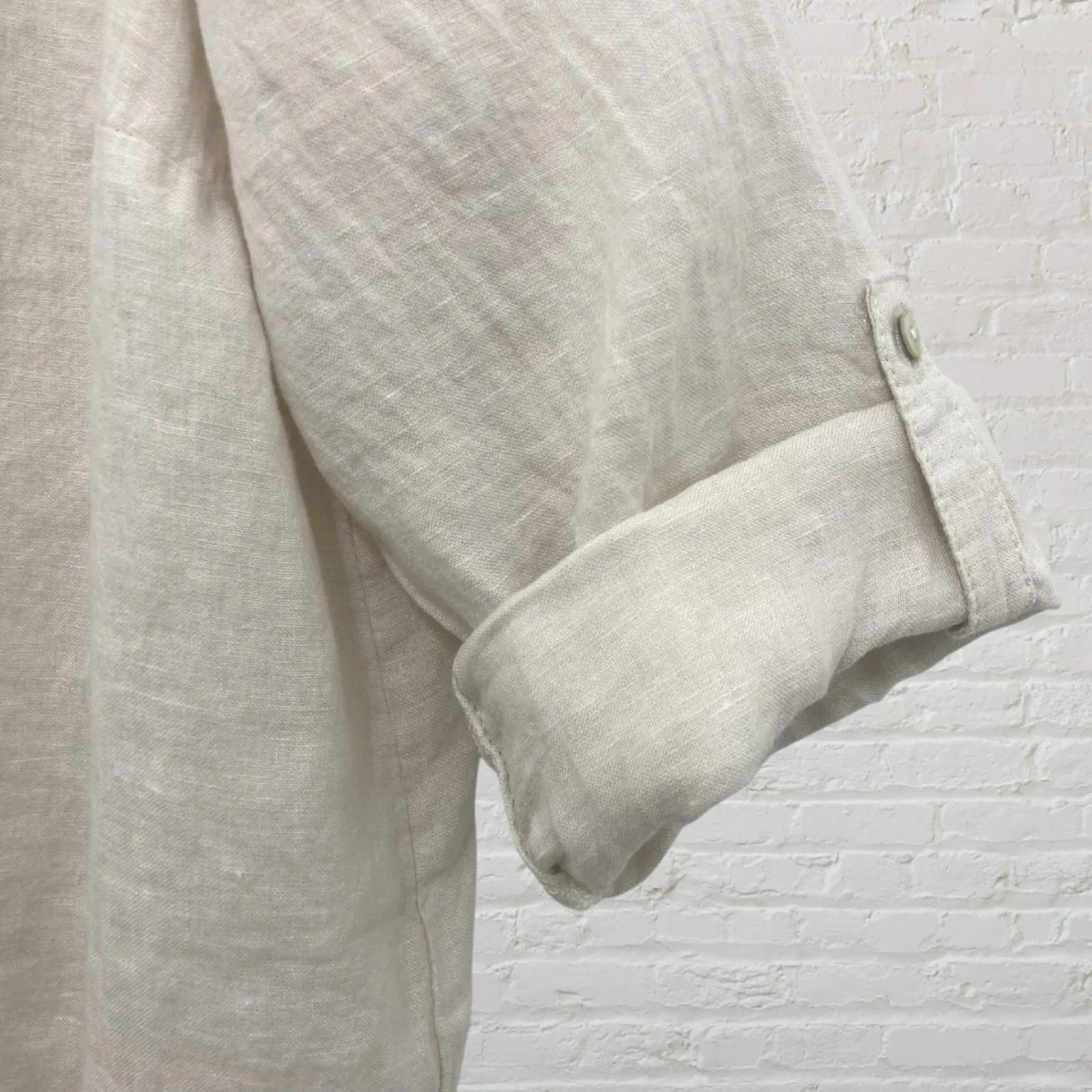 Tahari 100% Linen Button Tunic 1X Oatmeal Beige - Image 11