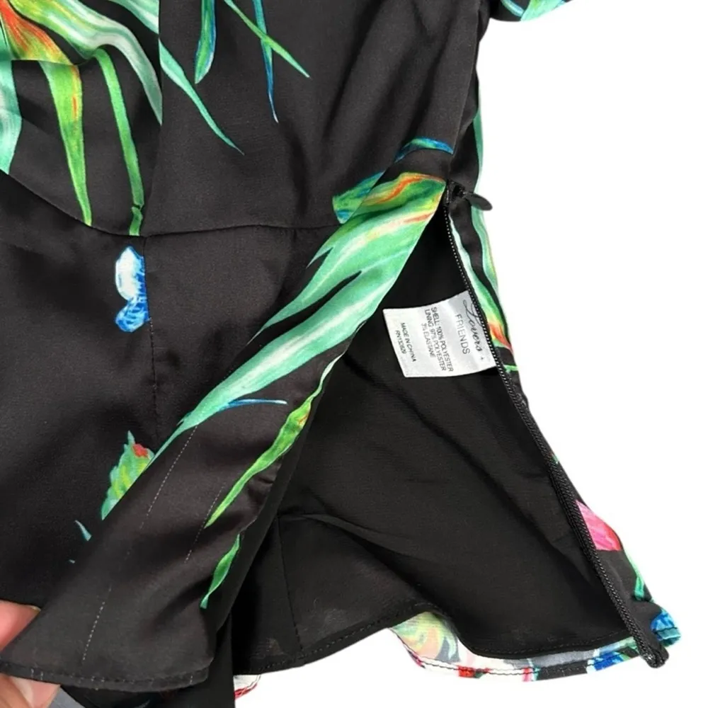 NWT Lovers + Friends Women’s Black Floral Tropical Cropped Top‎ Midi Skirt Small - Image 8